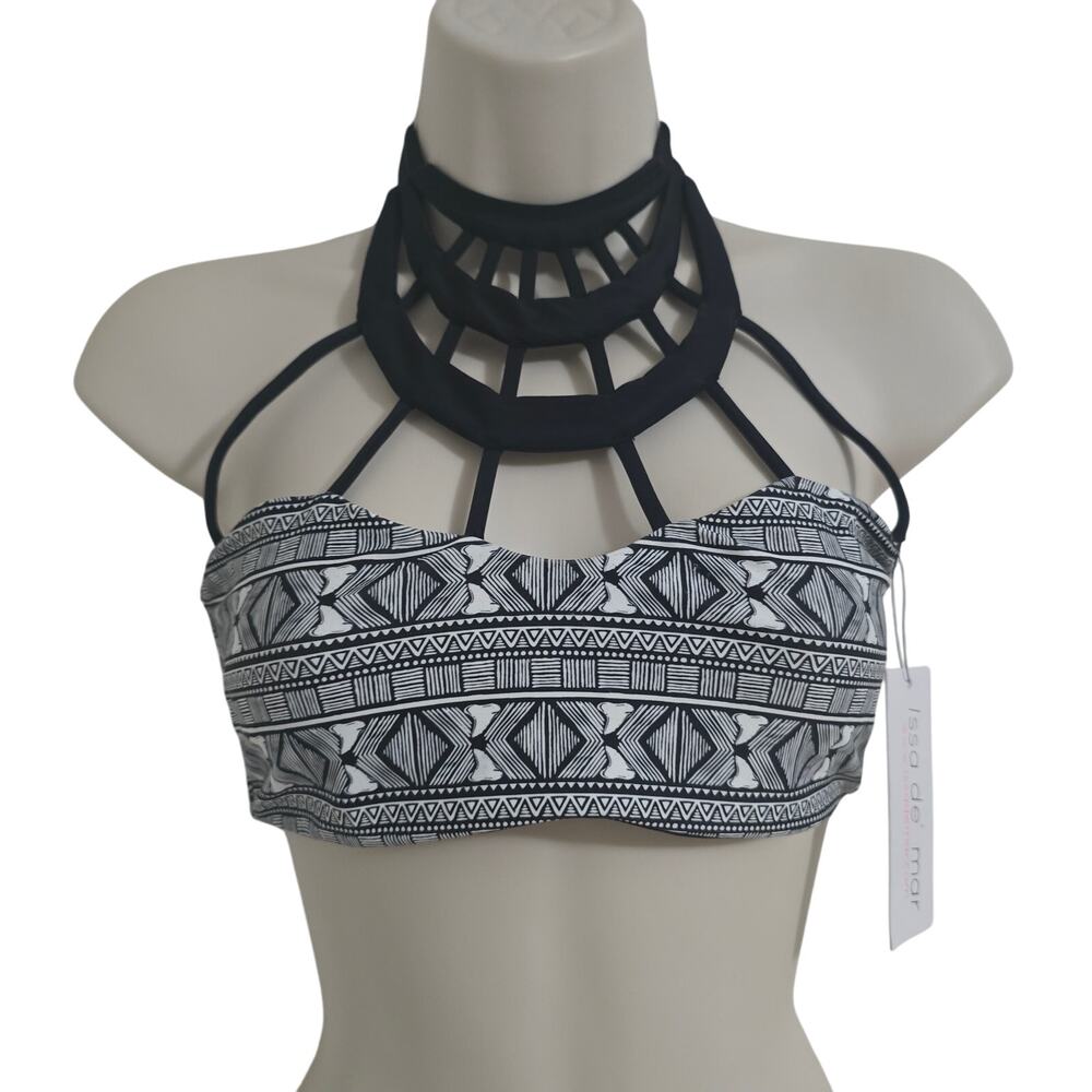 NWT Issa de'mar Morrocco High Neck Strappy Bikini Top Black-M Festival Boho
